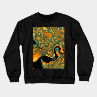 Perth Map Pattern in Orange & Teal Crewneck Sweatshirt